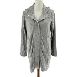 Chasor Womens Heather Gray Snap Button Long Hoodie Jacket Size S